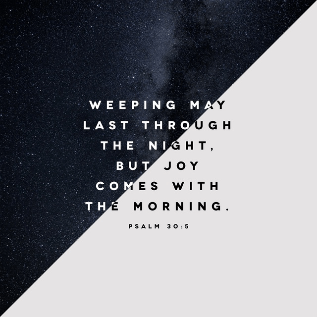 Youversion VotD – October 10, 2019 – Psalms 30:5 NLT